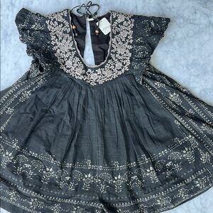 Free People Embroidered Black Dress with Floral Details Romper NWT size small